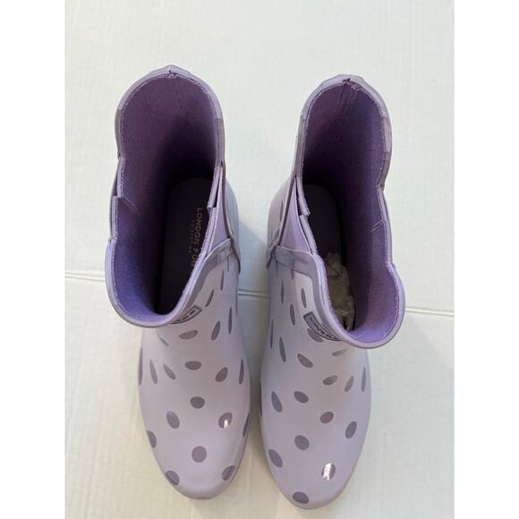 London Fog Women's Piccadilly Rain Boot Lilac Dots Size 8 Rubber Waterproof - Picture 7 of 9